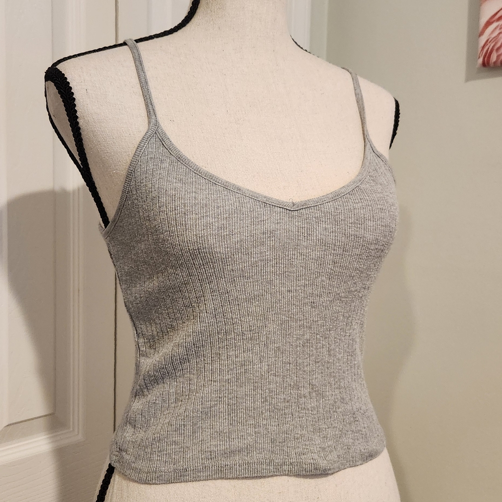 Brandy Melville Gray Ribbed Tank Top